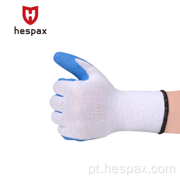 Luvas anti-deslizamento HESPAX 13G revestidas com látex amassadas